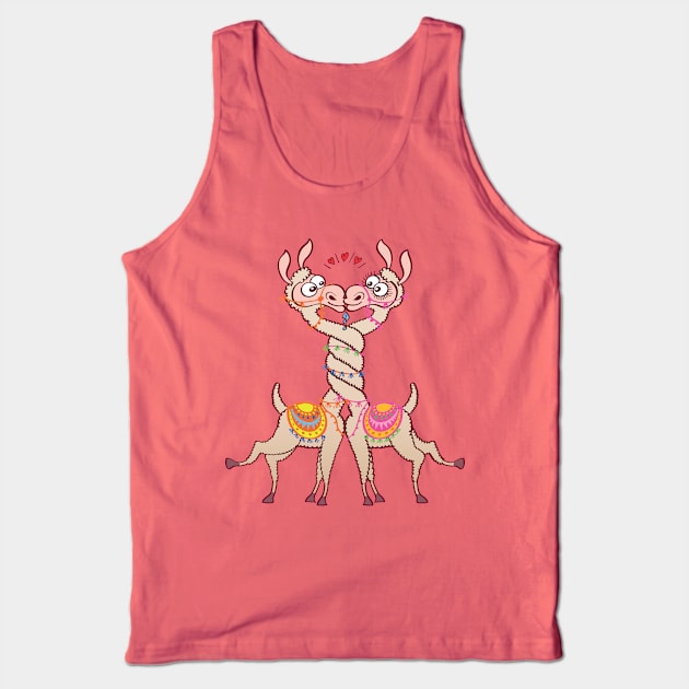 Llamas intertwining necks, falling in love and kissing passionately Tank Top by zooco